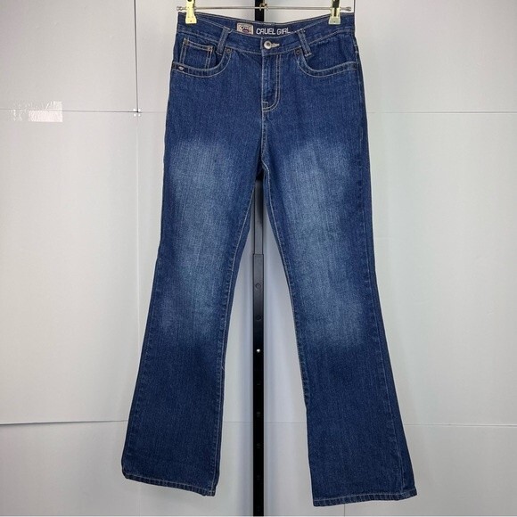 Y2K Cruel Girl Junior14R Bootcut Jeans Blue Mid Rise Western Cowgirl Denim Pants - Picture 1 of 9